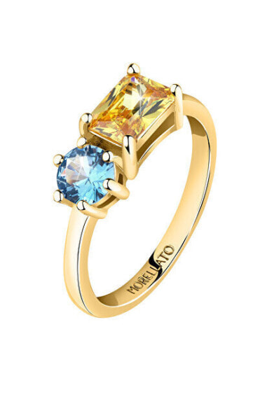 Charming gold-plated ring with Cubic Zirconia Colori SAVY09