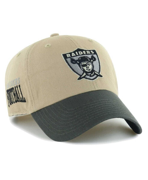 Men's Khaki, Charcoal Las Vegas Raiders Ashford Clean Up Adjustable Hat