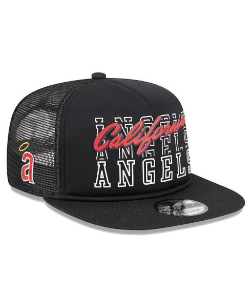 Men's Black California Angels Cooperstown Collection Street Team A-Frame Trucker 9FIFTY Snapback Hat