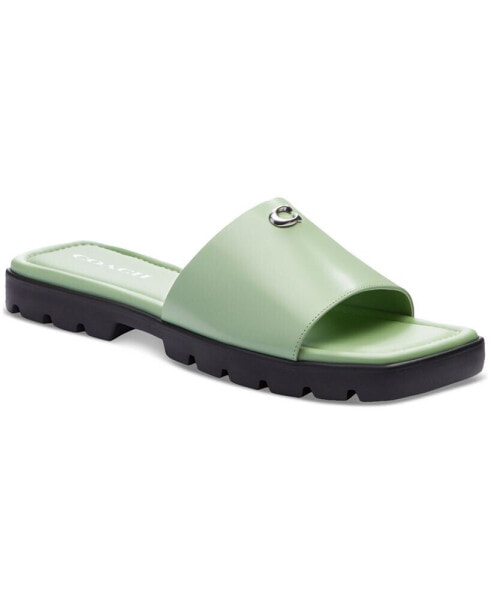 Women's Florence "C" Lug-Sole Slip-On Slide Flat Sandals