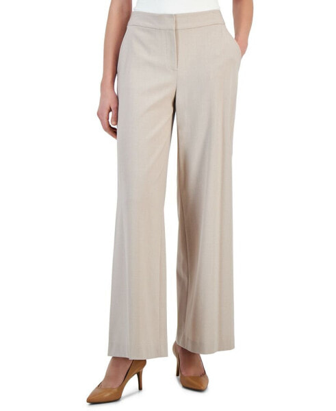 Women's Solid Wide-Leg Mid-Rise Linen Pants