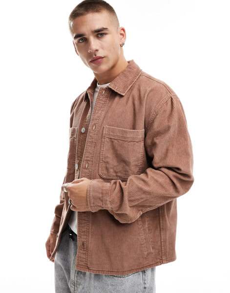 Abercrombie & Fitch cord shirt jacket in rust