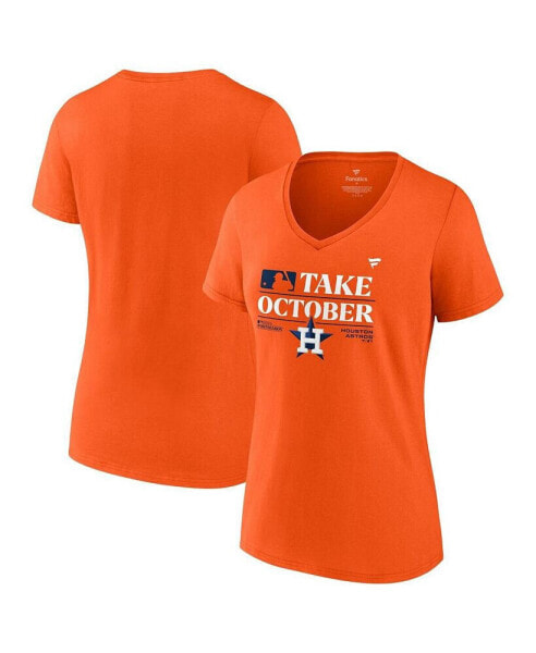 Women's Orange Houston Astros 2023 Postseason Locker Room V-Neck T-shirt