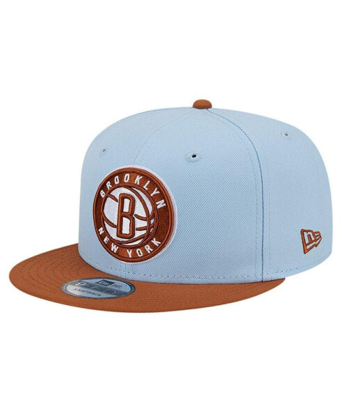 Men's Light Blue/Brown Brooklyn Nets 2-Tone Color Pack 9FIFTY Snapback Hat