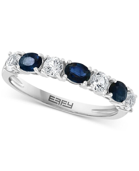 EFFY® Blue & White Sapphire (1-1/10 ct. t.w.) Band in 14k White Gold. (Also available in Emerald and Ruby)