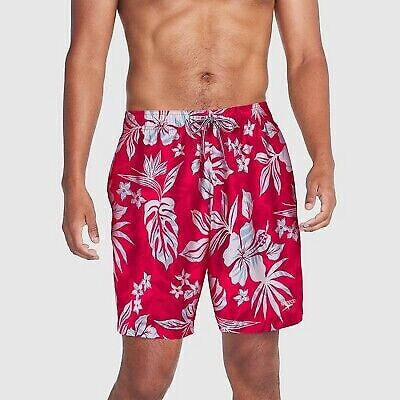 Speedo Men's 7" Floral Print Swim Shorts - Coral Red XL
