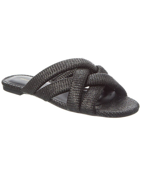 Stuart Weitzman Crossover Raffia Slide Women's Black 7.5