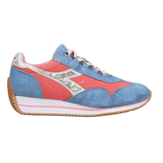 Diadora Equipe H Canvas Stone Wash Evo Lace Up Womens Blue, Red Sneakers Casual