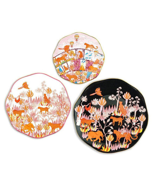 Travel Around World Bone China Plates, Set Of Three