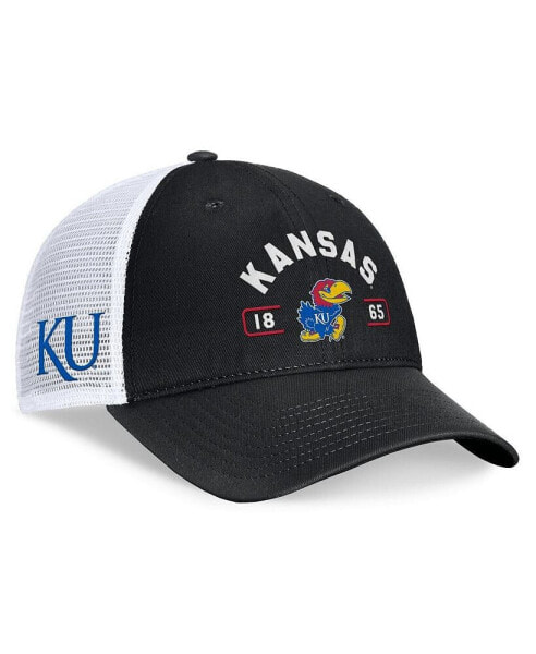 Men's Black/White Kansas Jayhawks Free Kick Trucker Adjustable Hat