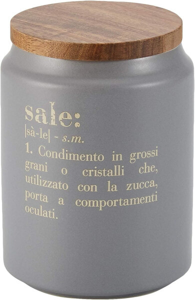 Villa d'Este Home Tivoli Victionary Salt Jar with Lid, Grey, Diameter 10.5 x Height 15 cm