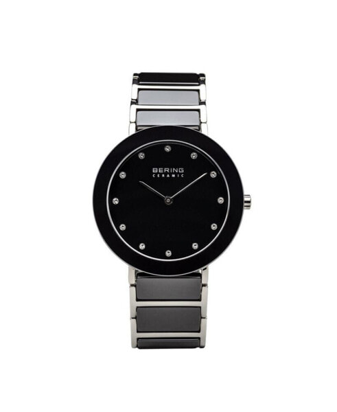 Ladies Ceramic Bezel and Smooth Black Link Watch