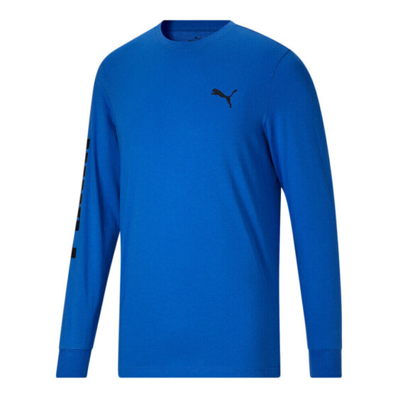 Puma Classics Logo Crew Neck Long Sleeve T-Shirt Mens Blue Casual Tops 84677447