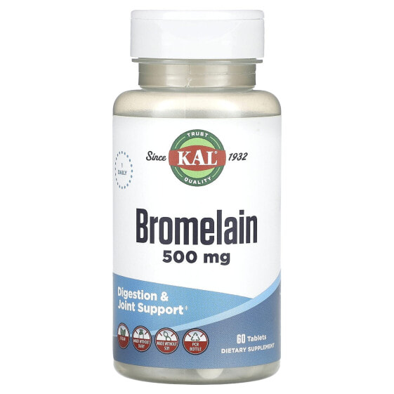 Таблетки для пищеварения KAL Bromelain, 500 мг, 60 шт.