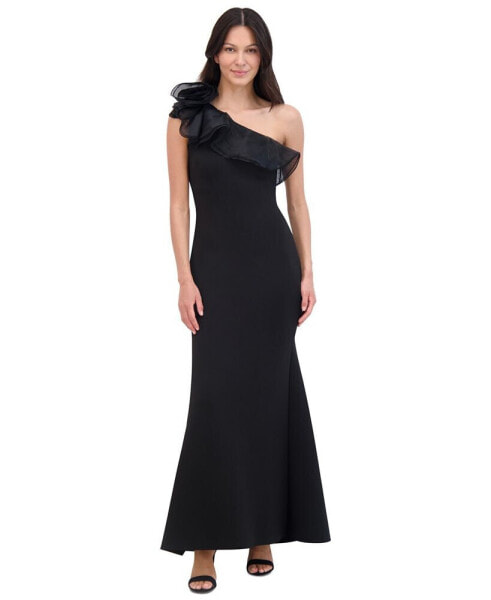 Women's One-Shoulder Rosette-Detail Evening Gown