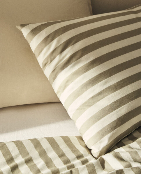 Striped cotton linen pillowcase