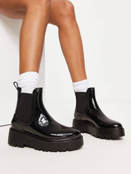 ASOS DESIGN Gadget chunky chelsea rain boots in black