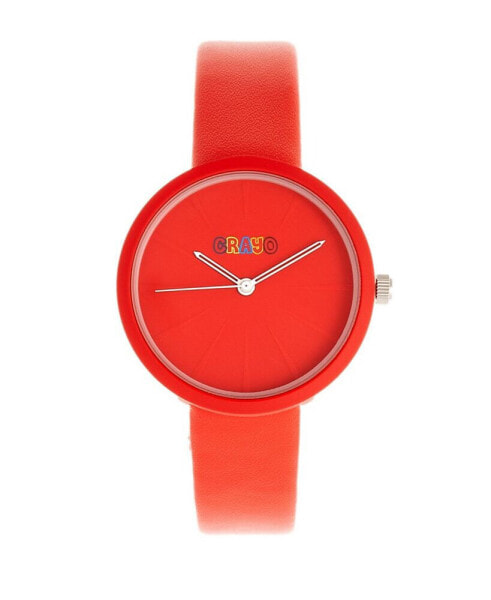 Unisex Blade Red Leatherette Strap Watch 37mm