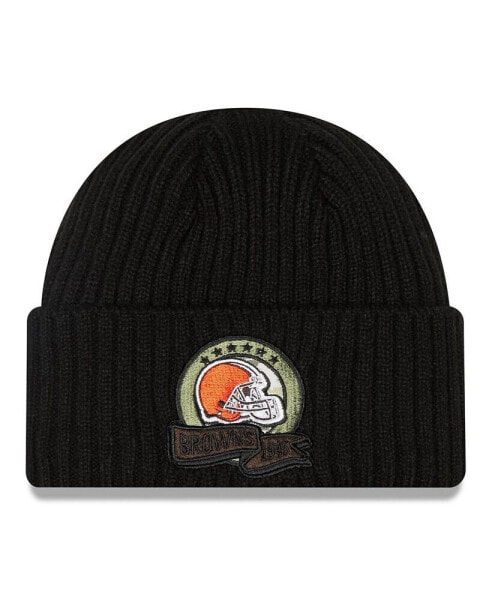 Men's Black Cleveland Browns 2022 Salute To Service Knit Hat