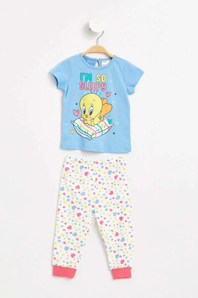 Mavi Kız Bebek Looney Tunes Lisanslı Pijama Takımı