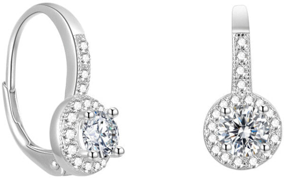 Gentle silver earrings with glittering zircons AGUC2267