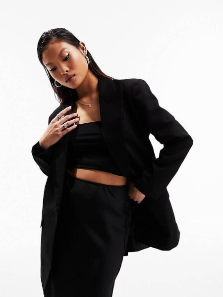 ASOS DESIGN Petite – Perfect – Longline-Blazer in Schwarz