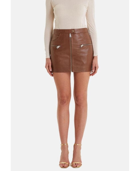 Women's Leather Fashion Skirt, Whiskey