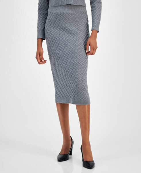 Women's Diamond Knit Sweater Pencil Skirt