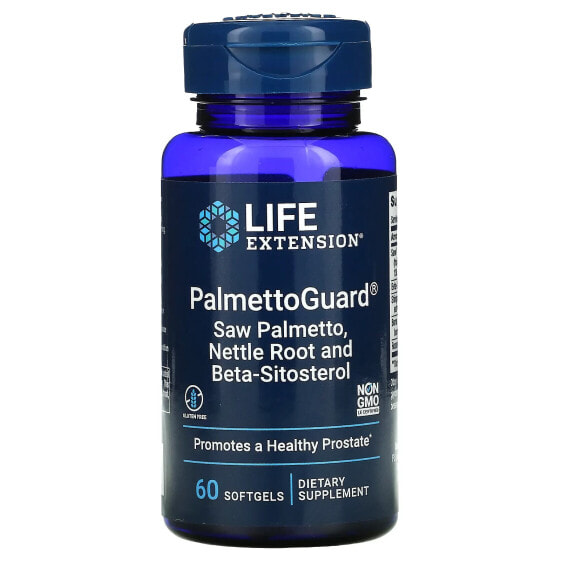 БАД для здоровья мужчин Life Extension PalmettoGuard, Saw Palmetto/Nettle Root с бета-ситостеролом, 60 капсул