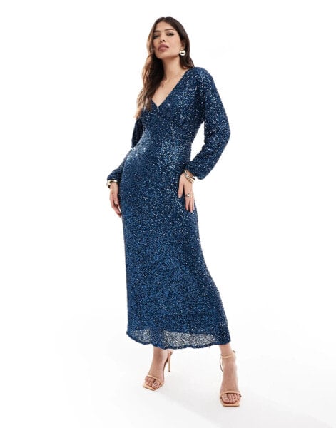 Never Fully Dressed Emma maxi dress in teal sequin