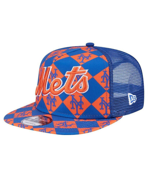 Men's Royal New York Mets Seeing Diamonds A-Frame Trucker 9FIFTY Snapback Hat