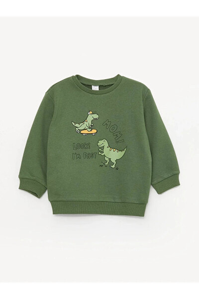 LCW baby Bisiklet Yaka Uzun Kollu Baskılı Erkek Bebek Sweatshirt