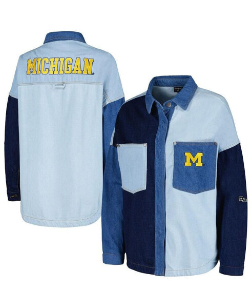 Women's Denim Michigan Wolverines Multi-Hit Hometown Full-Snap Jacket