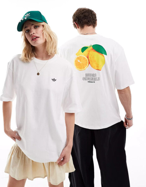 adidas Originals lemon back print graphic t-shirt in white