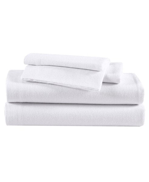Solid Cotton Flannel 4-Piece Sheet Set, Full