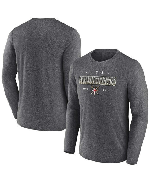 Men's Heather Charcoal Vegas Golden Knights Long Sleeve T-shirt