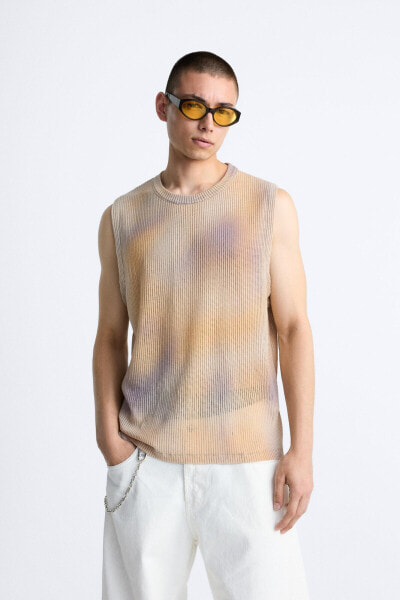 OMBRÉ PRINT KNIT T-SHIRT