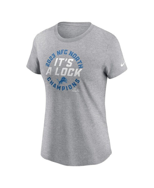 Футболка Nike женская серого цвета Detroit Lions 2023 NFC North Division Champions из коллекции Trophy Locker Room.