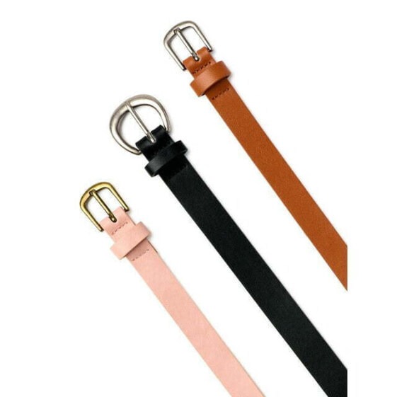 No Boundaries Belts Women's XL Blush Black Cognac Buckle Sleek Skinny 3-Pack