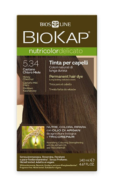 Краска для волос натуральная BioKap NUTRICOLOR DELICATO - 5.34 Медный каштан 140 мл