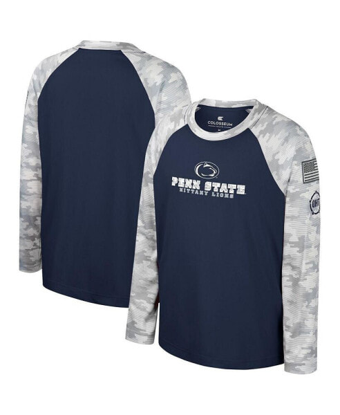 Big Boys Navy, Camo Penn State Nittany Lions OHT Military-Inspired Appreciation Dark Star Raglan Long Sleeve T-shirt