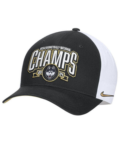 Men's Black/White Uconn Huskies 2024 NCAA Men's Basketball National Champions Locker Room Adjustable Hat