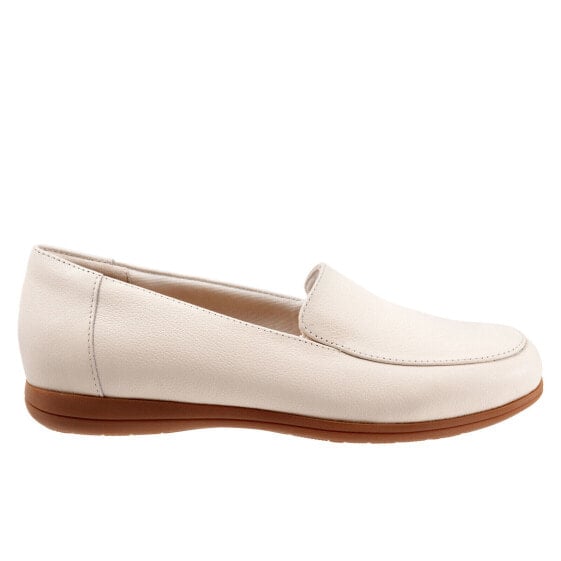 Trotters Deanna T2055-126 Womens Beige Wide Leather Loafer Flats Shoes