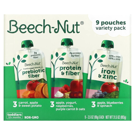 Beech-Nut, Variety Pack, от 12 месяцев, 9 пакетиков, 99 г (3,5 унции)