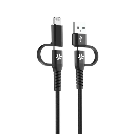 Универсальный кабель USB-USB-C/Lightning Celly USBC4IN1BK Чёрный 2 m