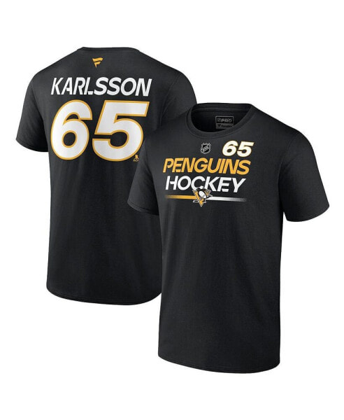 Men's Erik Karlsson Black Pittsburgh Penguins Authentic Pro Prime Name and Number T-shirt