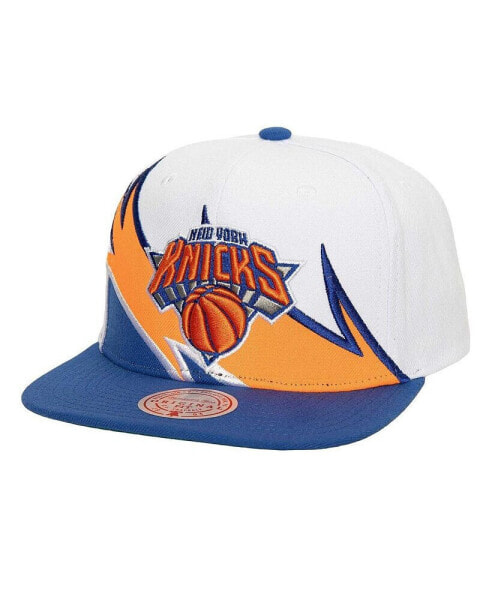 Бело-синяя кепка для мужчин New York Knicks Mitchell & Ness Mitchell Ness Waverunner Snapback Hat