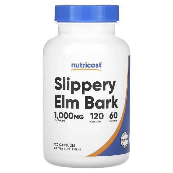Травяной Экстракт Kоры Slippery Elm Bark, 1,000 мг, 120 Капсул (500 мг на Капсулу) Nutricost