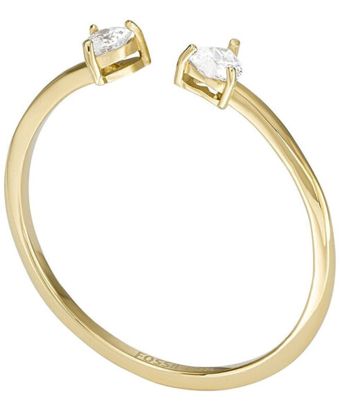 Sadie Tokens of Affection Clear Glass Gold-Tone Toi Et Moi Ring
