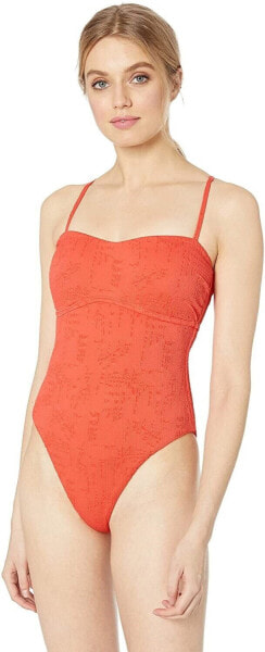 Lucky Brand 189113 Womens One Piece Swimwear Tie-back Hot Coral Size Large